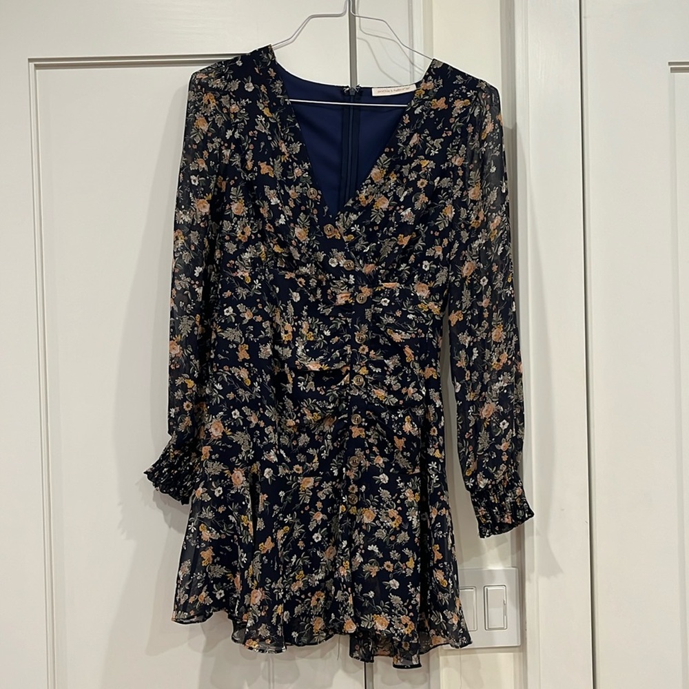 Pookie & Sebastian sheer long sleeve mini dress